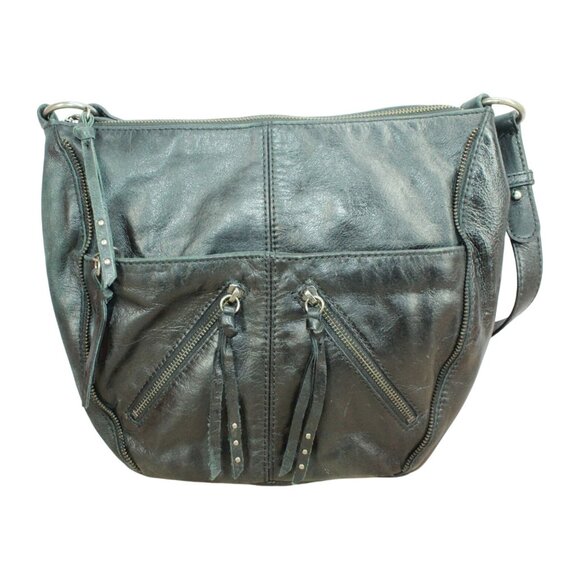The Sak Iris Black Leather Zipper Crossbody Tote Bag - Picture 1 of 14